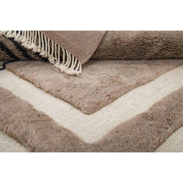 Angular Geometric Key-Line Hand-Knotted Wool Rug | 9'10" X 6'9" | One of a Kind For Sale - Image 6 of 9