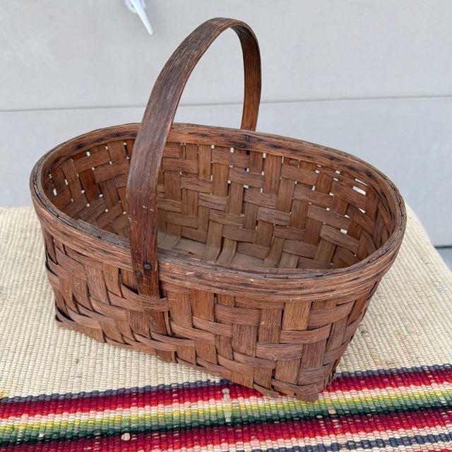 Antique Rectangular Split Oak Gathering Basket, Circa 1900 For Sale - Image 11 of 12