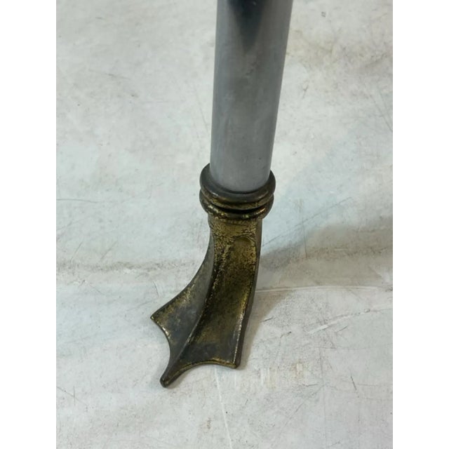 1960s Maison Jansen Modernist Steel & Brass Swan Head Side Table For Sale - Image 9 of 10