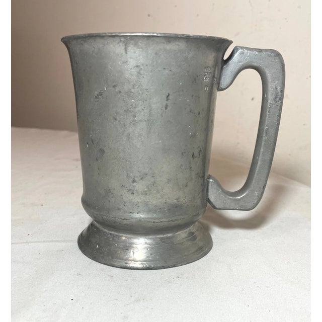 Share Antique Buckley & Beach English 1890's Handmade Pewter Beer Mug Stein Weaver Arm For Sale - Image 10 of 10