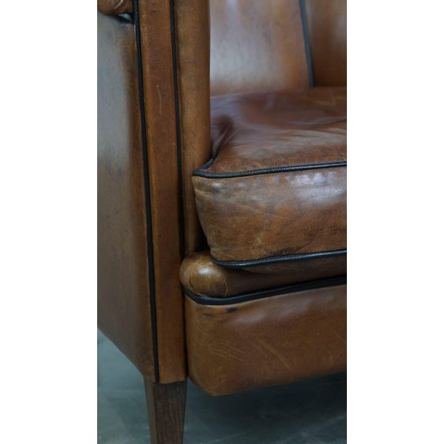 Cognac-Colored Leather Club Chair For Sale - Image 11 of 12