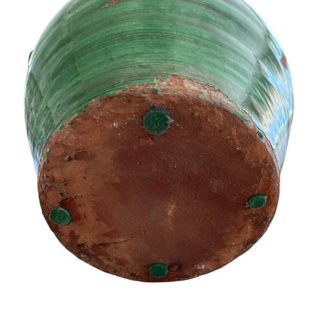 Late 19th Century Antique French Green Glazed Gargoulette Pitcher Terracotta W/ Lid 10.5") For Sale - Image 5 of 6
