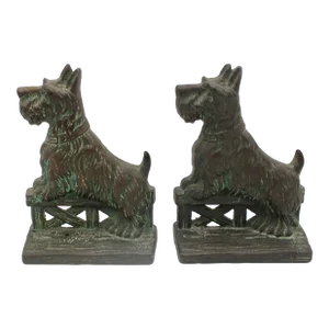 Vintage English Traditional Brass Scottie Dog Bookends