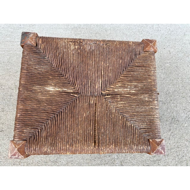 Mid 19th Century 19th Century Maple Footstool Ottoman With Rush Seat and Tapered Legs For Sale - Image 5 of 12