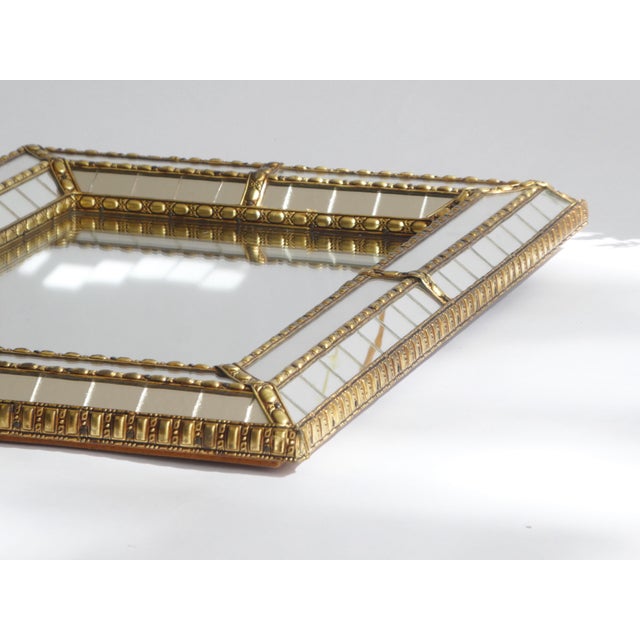 Metal Vintage Belgian Gold Wall Mirror, 1960s For Sale - Image 7 of 13