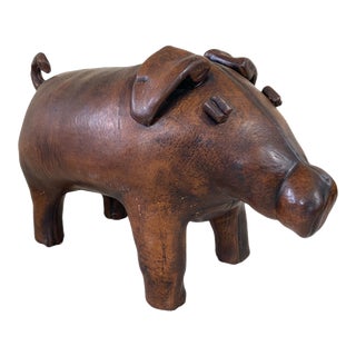 Lg Vtg Mexican Folk Art Pottery Rustic Hand Painted Piggy Bank 18" W For Sale