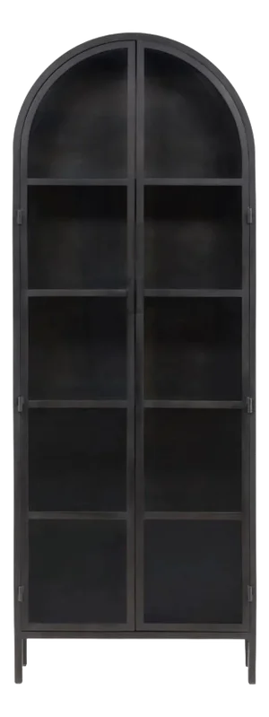 Arched Black Iron Glass Cabinet