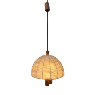 Vintage Teak and Wool Ceiling Light by Domus, Germany, 1970s For Sale