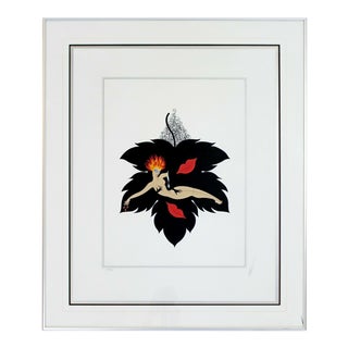 Contemporary Modern Framed Erte 7 Deadly Sins Lust Signed Serigraph Nude 1980s For Sale