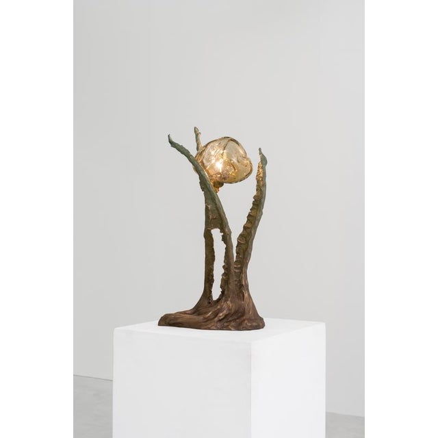 Posidoni Bronze and Handblown Glass Table Lamp by Emilie Lemardeley For Sale - Image 12 of 16