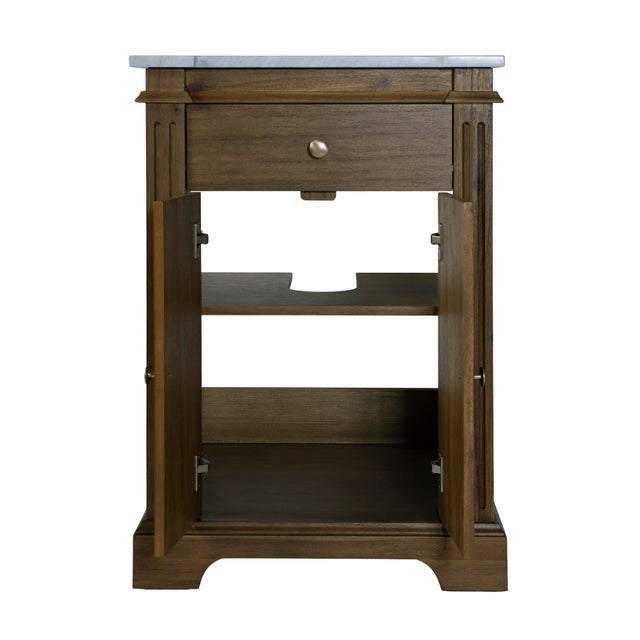 Rachelle 24 in. W Rectangular Wood & Marble Bathroom Vanity with Storage, Brown For Sale In Chicago - Image 6 of 11
