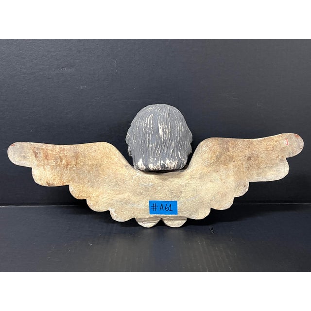 Late 20th Century Carved Wood Antique Finish Cherub With