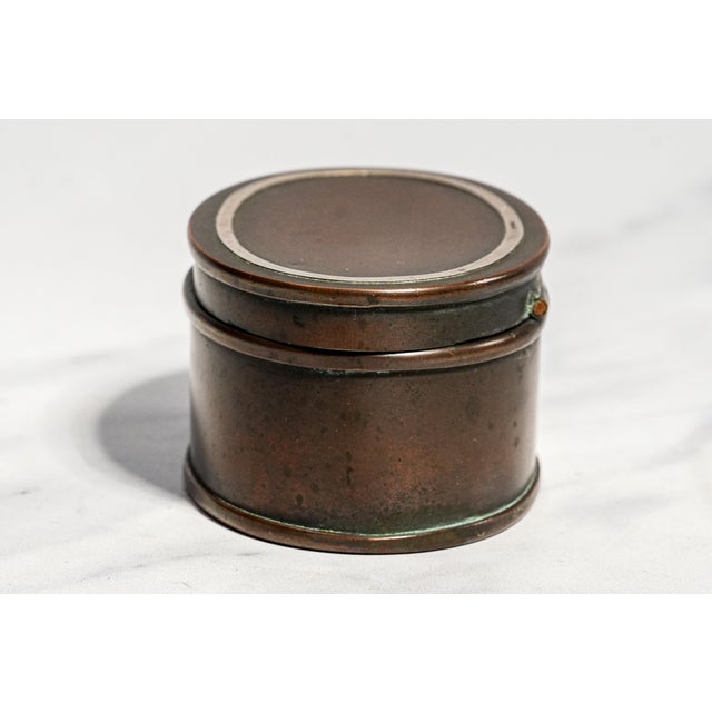 Metal Arts and Crafts Antique Heintz Arts Bronze Sterling Silver Desk Stamp Box For Sale - Image 7 of 11