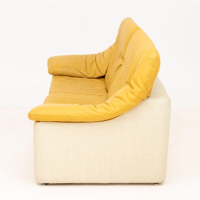 Yellow Italian Gyform Two-Tone Leather Upholstered Sofa For Sale - Image 8 of 11