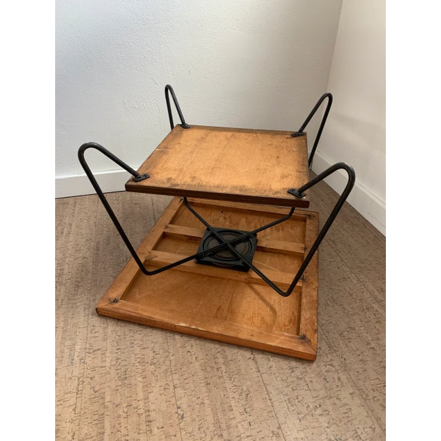 Mid 20th Century Mid-Century Modern Iron Leg Table With Swivel Top For Sale - Image 10 of 11