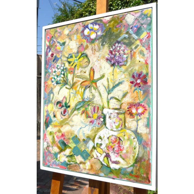 Contemporary Pink Floral With Butterflies For Sale - Image 3 of 6