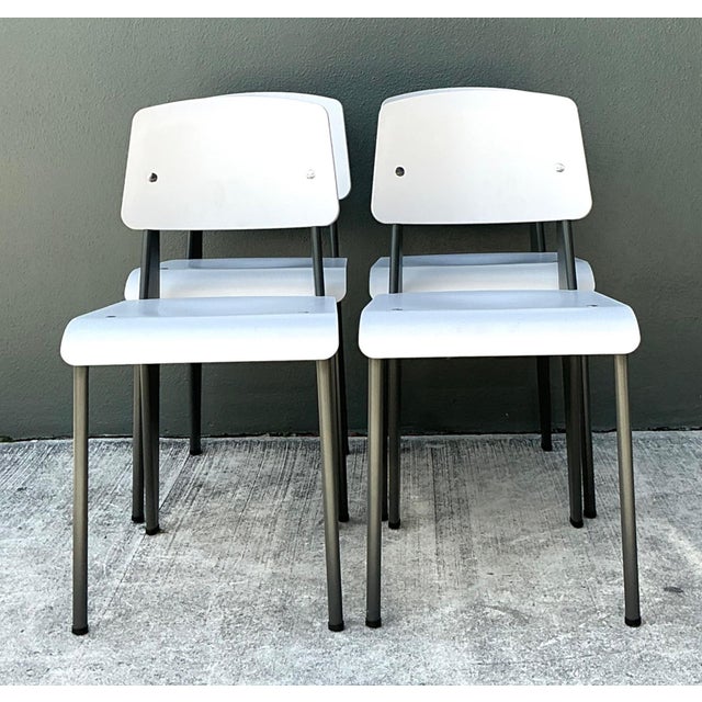 Designed by the legendary Jean Prouvé for Vitra, this set of four Standard Chairs represents one of the most celebrated...