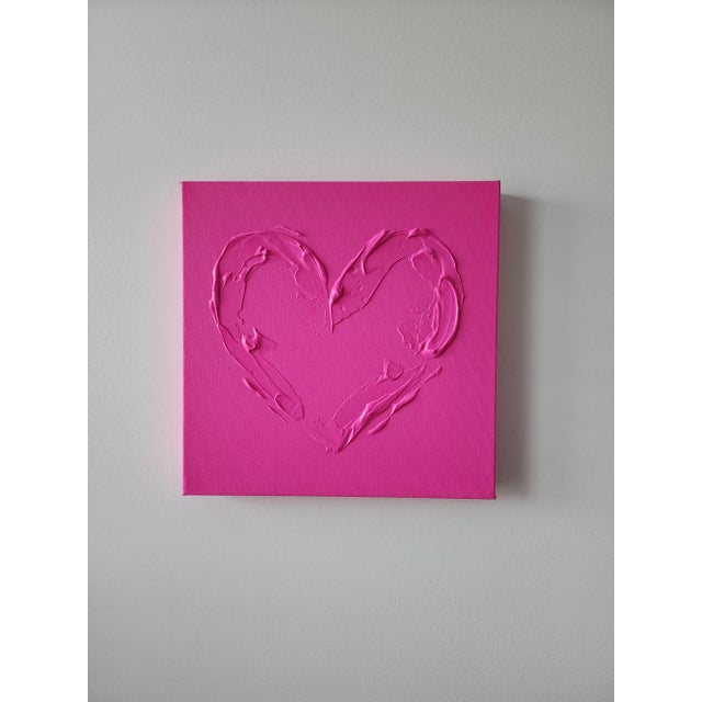 Original Contemporary Minimalist Barbie Pink Abstract Heart Painting For Sale - Image 4 of 4