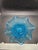 Vintage Blenko Blue Crackle Glass Ruffled Bowl