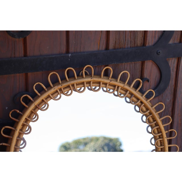 Round Rattan Mirror attributed to Franco Albini, Italy, 1950s For Sale - Image 3 of 8
