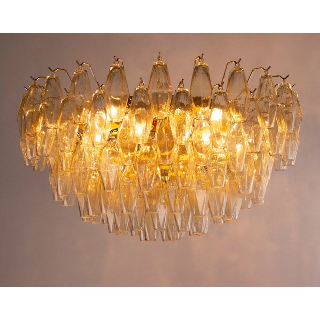 Large italian flush lamp ø80 cm champagne\.umè murano glass poliedri, ceiling chandelier design vintage style made in...