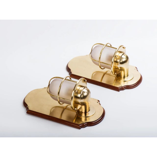 Nautical 1960s Brass Nautical Maritime Style Wall Sconces - a Pair For Sale - Image 3 of 11