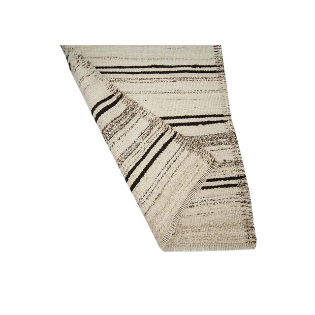 Mid 20th Century Vintage Natural Striped Kilim Runner For Sale - Image 5 of 7