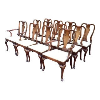 Mid 20th Century of 12 Restored Solid Mahogany Queen Anne Dining Chairs For Sale