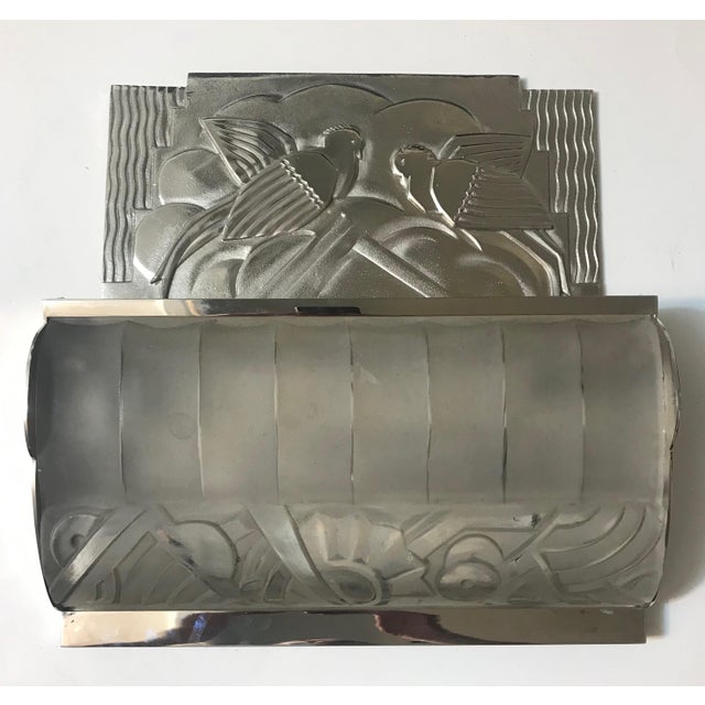 Art Deco French Art Deco Bird Sconces With Geometric Motif by Sabino - a Pair For Sale - Image 3 of 13