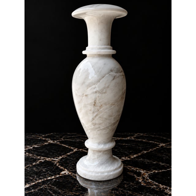Ziarat White Marble Vase – Handcrafted Natural Stone Decorative Urn, 6" X 6" X 18" For Sale - Image 4 of 8