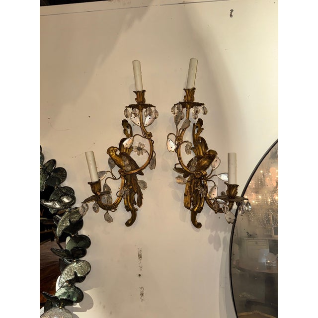 Metal 19th Century French Bagues Bronze Bird Sconces - a Pair For Sale - Image 7 of 7