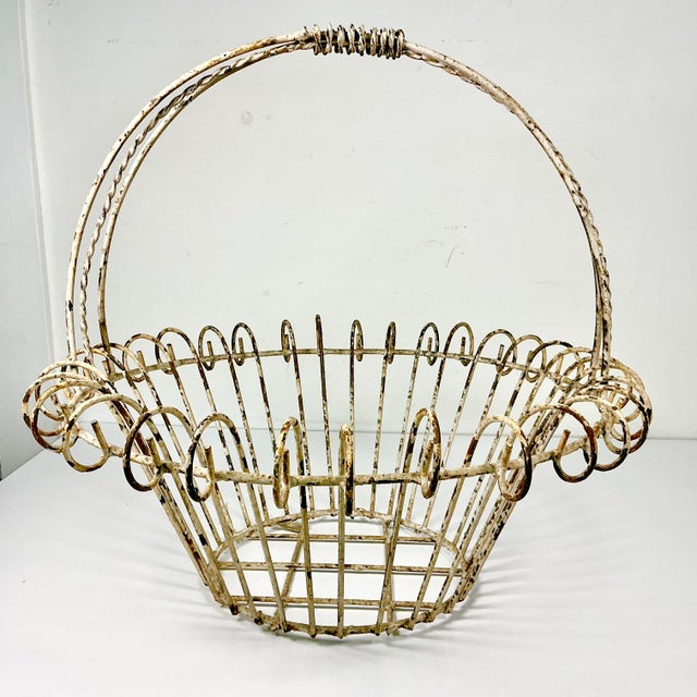 1950s Vintage French Art Nouveau Boho Chic Medium Jardiniere Basket Planter. For Sale - Image 4 of 17