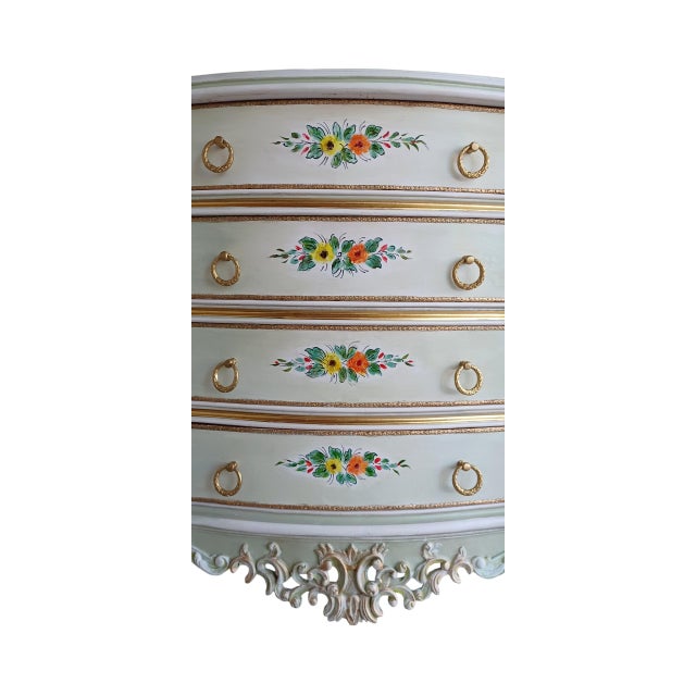 Hand-Painted French Provincial Sideboard With Marble Top For Sale In Houston - Image 6 of 9