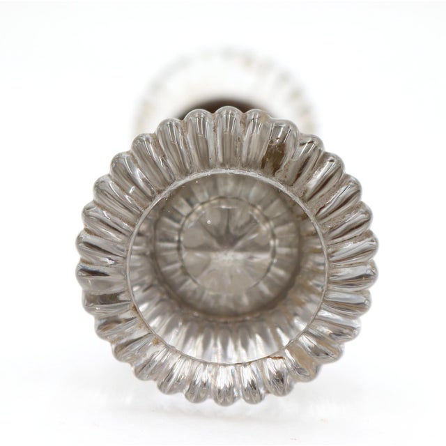 Mid 20th Century Vintage Fluted Glass & Brass Passage Door Knob Set For Sale - Image 5 of 10