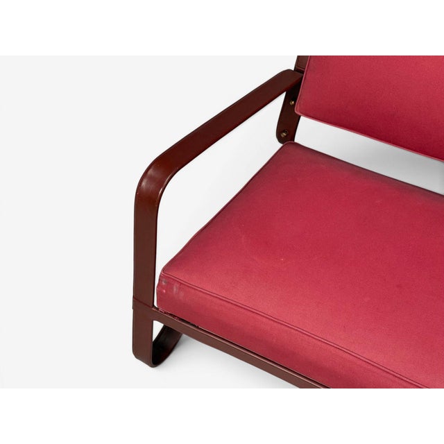 Jacques Adnet, Rare Two Seater Sofas, Leather, Steel, France, 1950s For Sale - Image 9 of 15