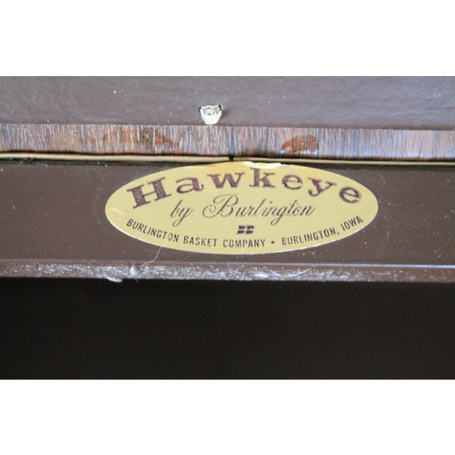 Mid-Century Sewing Basket Stool With Tapered Wooden Legs For Sale - Image 9 of 15