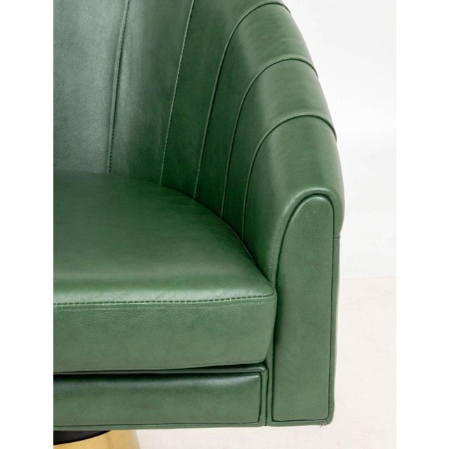 Modern Borgade Green Leather Swivel Tub Chairs, Pair For Sale - Image 3 of 7