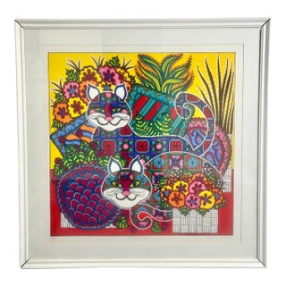 Mara Lynn Abboud Calico Cats Screenprint Artist Proof , Signed & Framed 1990's For Sale
