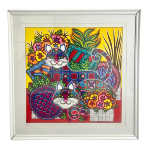 Mara Lynn Abboud Calico Cats Screenprint Artist Proof , Signed & Framed 1990's