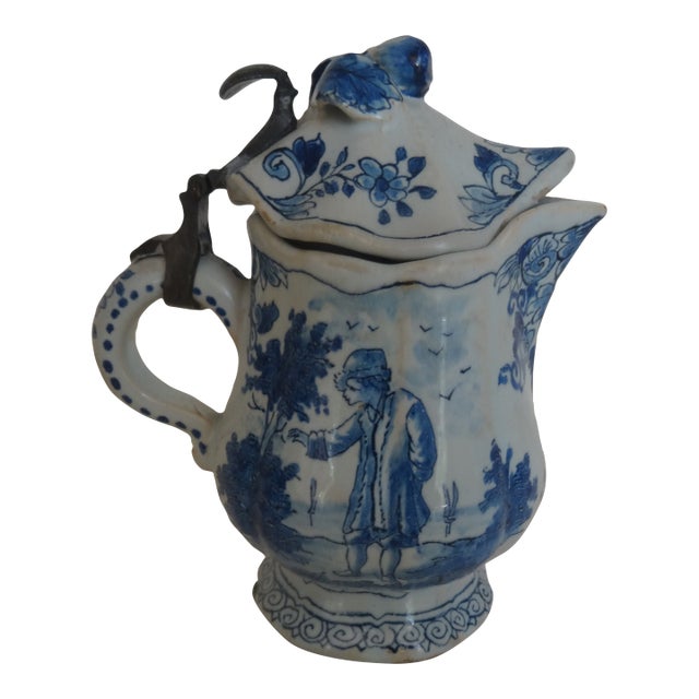 Rare 18th Century Delft Pitcher by Hugo Brouwer For Sale