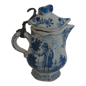Rare 18th Century Delft Pitcher by Hugo Brouwer