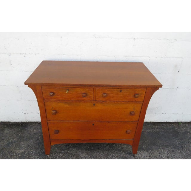 Mission Art and Craft Early 1900s Low Oak Dresser 6126 For Sale - Image 14 of 15