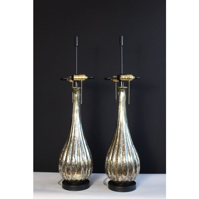 Mid 20th Century Italian Avventurina Influence Mirrored Lamps - a Pair For Sale - Image 10 of 12