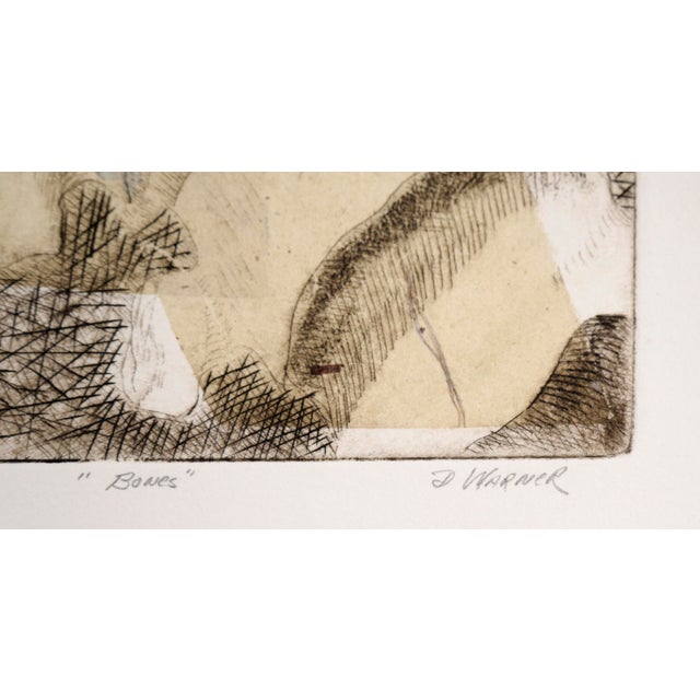 1980s "Bones" - Abstracted Etching in Ink on Paper (Artist's Proof) by Doris Warner For Sale - Image 5 of 6