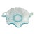 Vintage Fenton Dolphin Glass Aquamarine Blue Handled Dish Etched Bowl Koi Fish Sea Creature For Sale