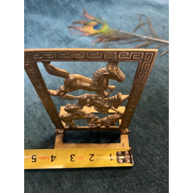 1970s Brass Equestrian Bookend With Greek Key Accents For Sale In Atlanta - Image 6 of 8
