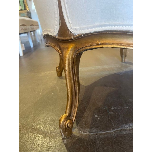 Wood Late 19th C French Louis XV Giltwood Bergere For Sale - Image 7 of 7