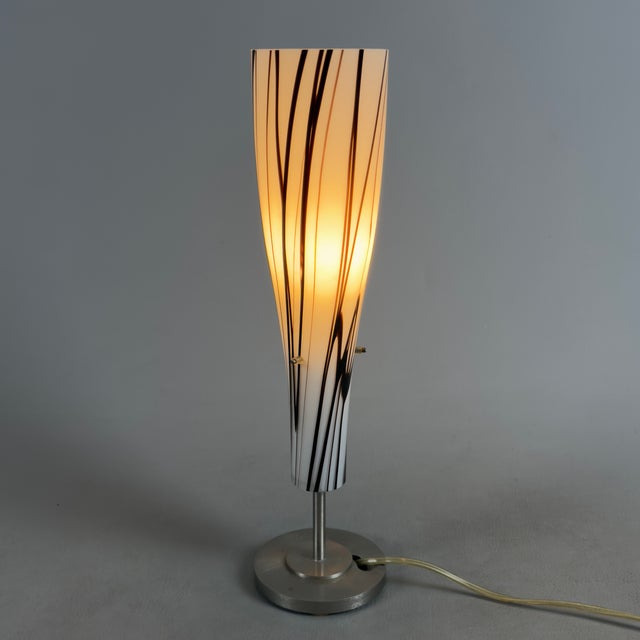 Metal Modernist Zebra Glass and Metal Cone Table Lamp from Giorgione, 1980s For Sale - Image 7 of 12