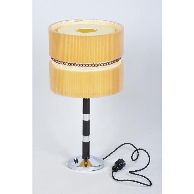 Art Deco Table Lamp in Chromed Steel, Beech and Parchment, Czech, 1940s For Sale - Image 12 of 13
