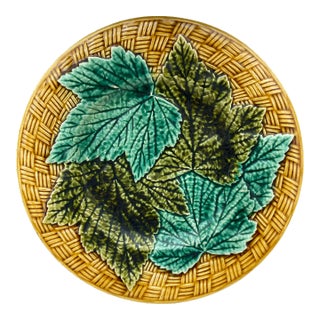 19th Century French Majolica Leaves Plate Sarreguemines For Sale